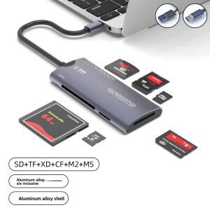 CF카드리더기 USB 고속 MS 6INONE 합금 SD 리더기 CF 컴퓨터 알루미늄 XD TF 카드