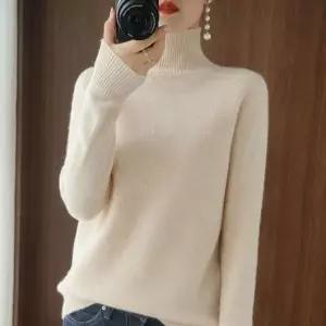 [하프클럽/]봄 여성 터틀넥 소프트 데이트룩 니트티