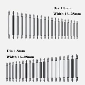 20피스 직경 1.5mm 스트랩 링크 핀 스프링 바 폭 16mm ~ 28mm 시계 버클 부품 교체