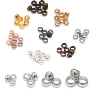 500 개/몫 골드 실버 구리 볼 크림프 엔드 비즈 직경 1.5-3mm 스토퍼 스페이서 DIY 쥬얼리 만들기 용품 액