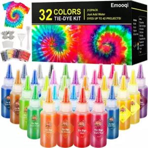 DIY 타이 염색 키트 에무치 32가지 색상 올인원 세트에는 32개의 가방 안료 고무 밴드 장갑 밀봉된 앞치마