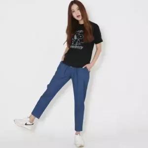 [하프클럽/]캐주얼 여성 배기 밴딩 데일리룩 데님팬츠