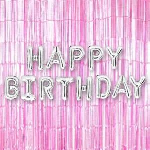 [룽스_66]은박풍선생일실버+커튼메탈핑크세트