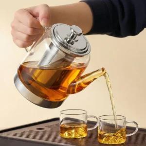 직화 인덕션 겸용 유리 주전자 스텐차망 티팟 1500ml
