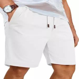 COOFANDY 남성 캐주얼 반바지 면 엘라스틱 허리 드로스트링 여름 해변