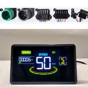 UART2 H6C 전기 자전거 다채로운 LCD 속도계 디스플레이 미터 24V-60V 연결 플러그 Ebike 스마트 산악