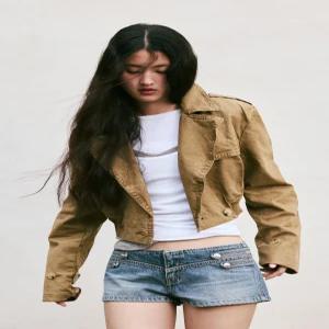 ZARA 워싱 숏 트렌치 코트 - 브라운 0695/072/700