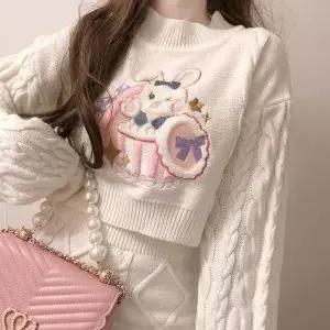 [모리드] 데일리 반폴라 토끼자수 꽈배기 니트 투피스 3462312
