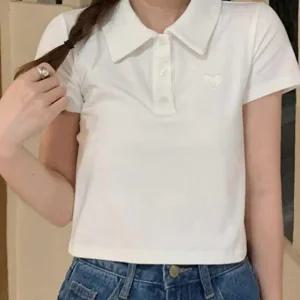 티셔츠 여성 카라 반팔 크롭 봄 여름 캐주얼 캐주얼티 학생티셔츠 데일리티 여자카라티