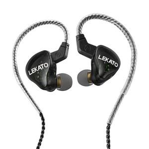 LEKATO H5 헤드폰 인 이어 모니터 뮤지션 가수를 위한 하이브리드 HIFI IEM 이어폰 탈착식 2핀 케이블 1BA+1DD 유선 게이밍 이어버드 프로페셔널 딥 베이스 사운드 차단(마이크 없음 선명한 어두운 색)