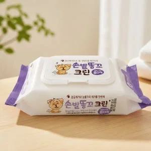 고품질 반려동물 손발 엉덩이 티슈 80매 강아지 고양이 전용 위생 ...