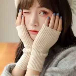 [골드스마일]베이지 니트 팔토시 운전 손토시 워머 핸드 장갑