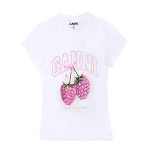 GANNI 가니 라즈베리 반팔티셔츠 베이비핏 화이트 A1050185