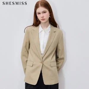 [쉬즈미스(SHESMISS)] 절제된 미니멀 린넨 블렌디드 베이직 재킷 (택가격: 398000원)