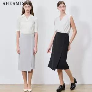 [쉬즈미스(SHESMISS)] 여성스러운 뒷밴딩 언밸런스 패널 스커트 (택가격: 168000원)