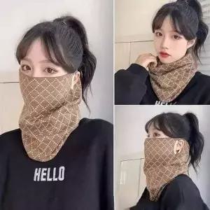 체크 니트 넥워머 겨울 보온 여성 방한 패션