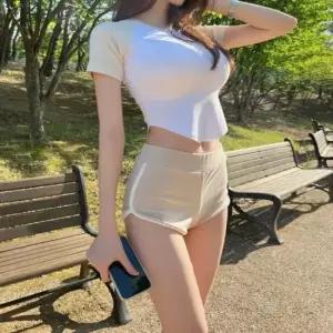 셀럽하우스 여자 숏팬츠 허리밴딩 배색 트레이닝 돌핀 핫팬츠