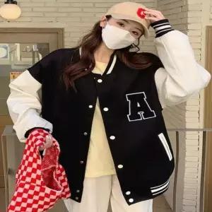 셀럽하우스 여성 자켓 자수 오버핏 영문 아우터 바시티 야구점퍼