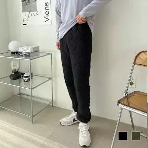 [RIZPICK]검정바지 패딩 슬랙스 누비 솜바지 방한 겨울팬츠