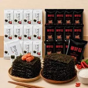 하동 녹차 명란김 12봉 + 매콤하게 맛있는 불닭김 식탁김 12봉(총 24봉)