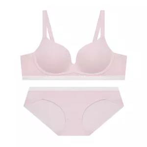 게스언더웨어 에센셜 골지 노와이어 브라 팬티 세트 - 라이트핑크 GFWBR212LPK