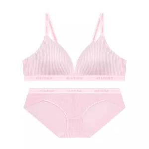 게스언더웨어 스트라이프 노와이어 브라 팬티 세트 - 라이트핑크 OFWRP291LPK