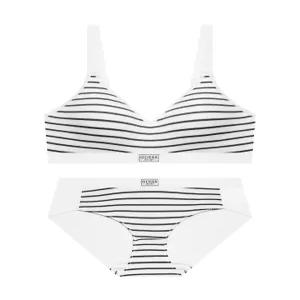 게스언더웨어 스트라이프 라벨 포인트 브라 팬티 세트 - 네이비 GFWBR211NY_BP2