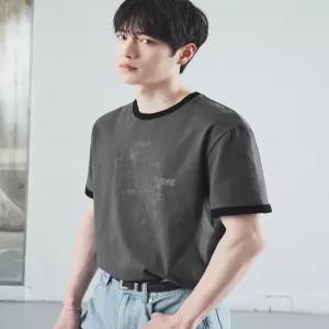 드로우핏 스모크 링거 하프 티셔츠 CHARCOAL