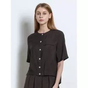 [크레송]핀턱 라운드넥 루즈핏 셔츠 택가격 118000원 _P429953797
