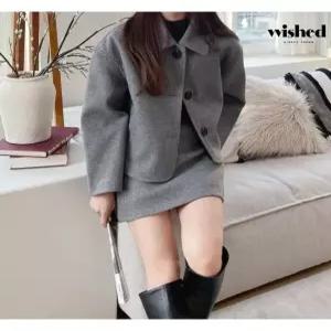 [위시드]심플 카라넥 데일리 숏 코트 (WIADCT006)