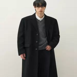 드로우핏 프리미어 울 싱글 체스터 코트 BLACK