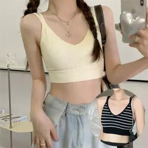 [로즈엘리]노와이어 캡내장 골지 두줄 브라탑 이너나시
