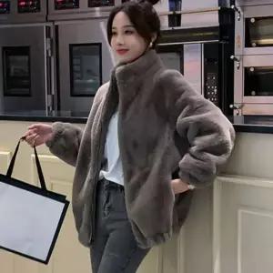 여성 겨울 보들보들 세미 하이넥 집업 아우터 코트