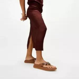fitflop 여성 F-모드 울트라 주얼 레더 토 포스트 샌들 - 딥 탄 FT64K2T20C