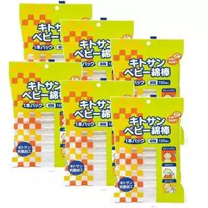 Pipbaby Cotton Swabs 핍베이비 키토산 베이비 면봉 100개입 6개