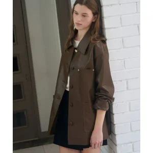 매장정품 드로우핏 DRAWFIT WOMEN 버튼 레더 하프 자켓 [BROWN] DFWMJK4102BR 758832