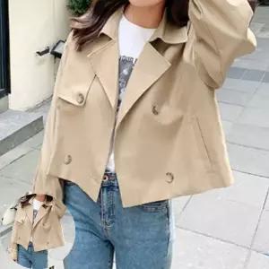 숏바바리 더블 트렌치 코트 숏 바바리 자켓 베이지