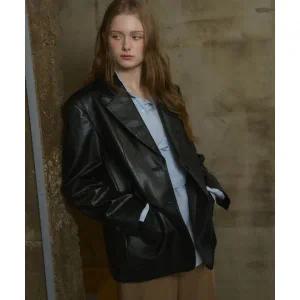 매장정품 드로우핏 DRAWFIT WOMEN 레더 오버핏 싱글 블레이저 [BLACK] DFWMJK4104BK 759038