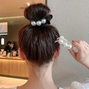 여자 예쁜 이우 헤어 집게 삔 진주 포인트 투명핀