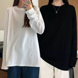 여성 무지 라운드넥 박스 루즈핏 셔츠 긴팔 나그랑