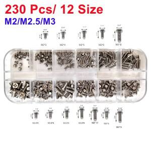 M2 M2.5 M3 노트북 나사 볼트 230 피스 플랫 웨이퍼 헤드 필립스호환 크로스 구색 세트 키트
