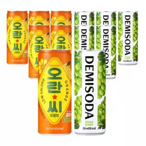 오란씨 250ml 오렌지 + 데미소다 250ml 청포도 혼합 12입