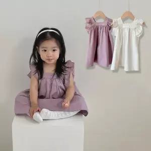 [조이멀티]퓨어퍼플 스퀘어 여아 민소매 프릴 원피스 205452