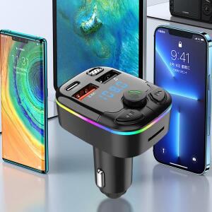 차량용 USB  충전기 핸즈프리 무선 FM 모뎀 블루투스 5.0 C타입과 호환 가능 컬러 조명 포함 1개 2 5개