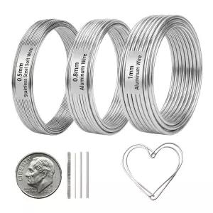 0.5mm 스테인리스 스틸 공예 와이어 10M - 알루미늄 33FT 롤 DIY 보석 제작을 위한 유연한 금속 분재 및