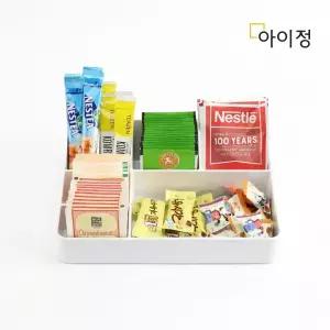 [아이정] 티백 커피 보관 탕비실 정리함 클린업 트레이 데스크 정리용품 수납 보관함