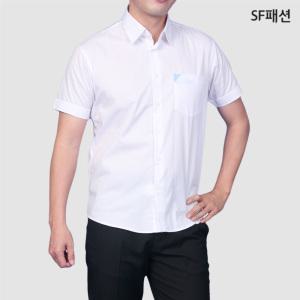 남성 기본 흰색 슬림핏 반팔 셔츠 여름 남방 와이셔츠 데일리 유니폼