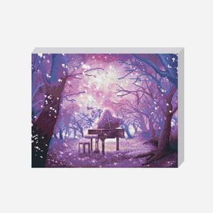 DIY 보석십자수 세트 숲속의 피아노 40x50cm 풍경 캔퍼스 액자형 비즈