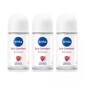 니베아 데오드란트 롤온 드라이 컴포트 50ml X 3개  / 땀 냄새 억제 은은한 바디 향수 데오도란트