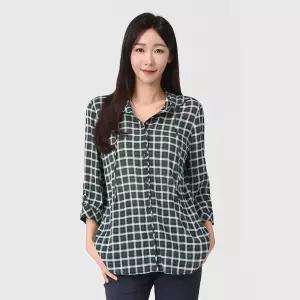 [PAT 여성] 체크 후드 롱 셔츠_1J41510